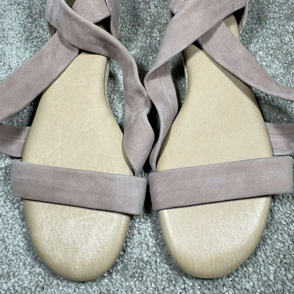 Alex Marie Espadrille Wedge Sandals Leather Mauve‎ Taupe Strappy - Women Size 9M